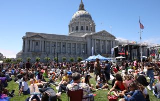 People gather in front of City Hall following the Pride Parade in 2022. | Juliana Yamada/The Standard